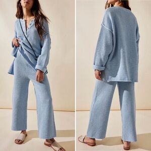 Free People Light Blue Sweater Set